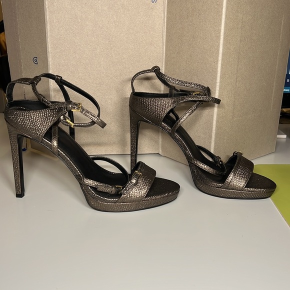 Calvin Klein Silver Gray Stiletto High Heels Strappy - Picture 4 of 9